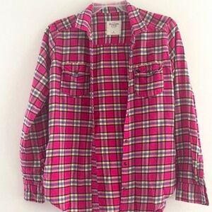 Abercrombie & Fitch Women T Shirt Western Plaid Medium Long Sleeve Button-Down